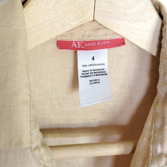 Anne Klein Linen Button Up Blouse Size 4 - Picture 3 of 3